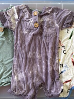 3 Larkspur Bamboo Rompers 6-12 Months